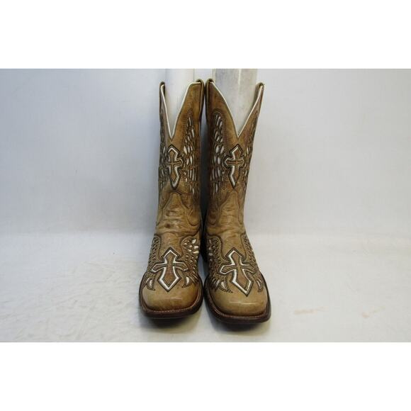 Corral Mens Sz 9 D Brown Leather Wing Cross Inlay Cowboy Boots main image 11